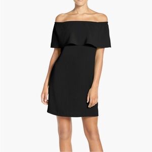 Chic Black Cowl Neck off the shoulder Mini Dress